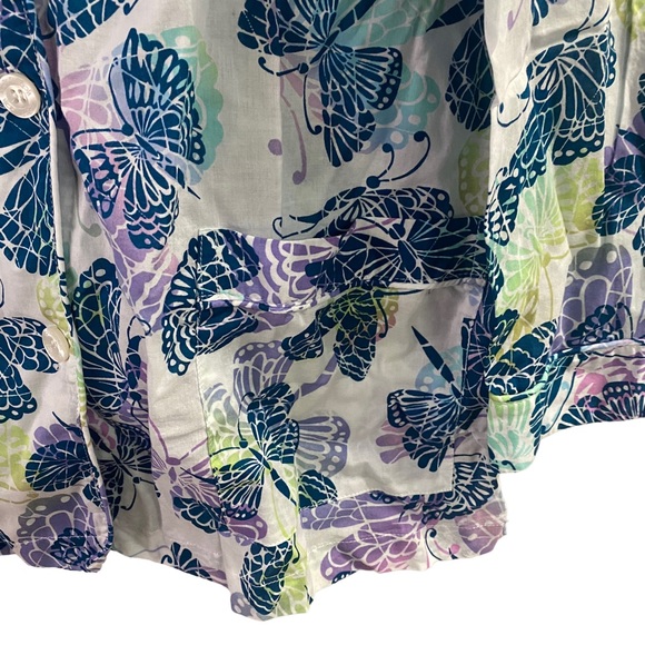 Victoria’s Secret Medium Butterfly Pattern Button Down Pajama Top Pocket Mature - Picture 8 of 12